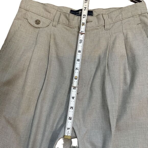 Lee Beige Checkered Pleated High Waisted Preppy Aesthetic Academia Pants 14 Med - Picture 7 of 12